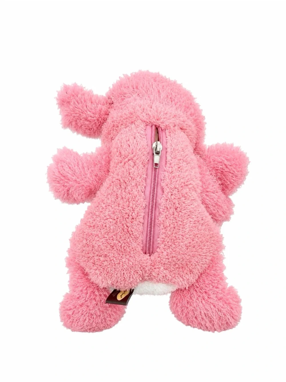 Plush Pink Puppy Kids Rolling Mini Backpack with Soft Toy Removable Pouch Front